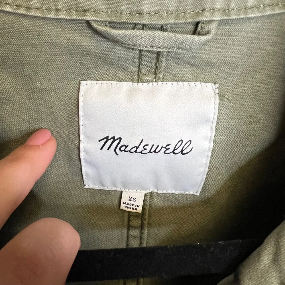 Madewell Fleet Jacket‎ Army Green Cotton Utility Field Jacket Hidden Hood XS